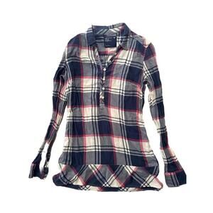 American Eagle‎ Outfitters Women’s Plaid Tunic Shirt Size 0 Long Sleeve Flannel